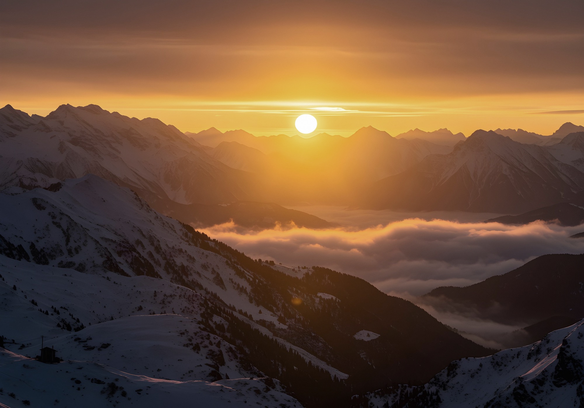 Coucher de soleil sur les Alpes savoyardes
